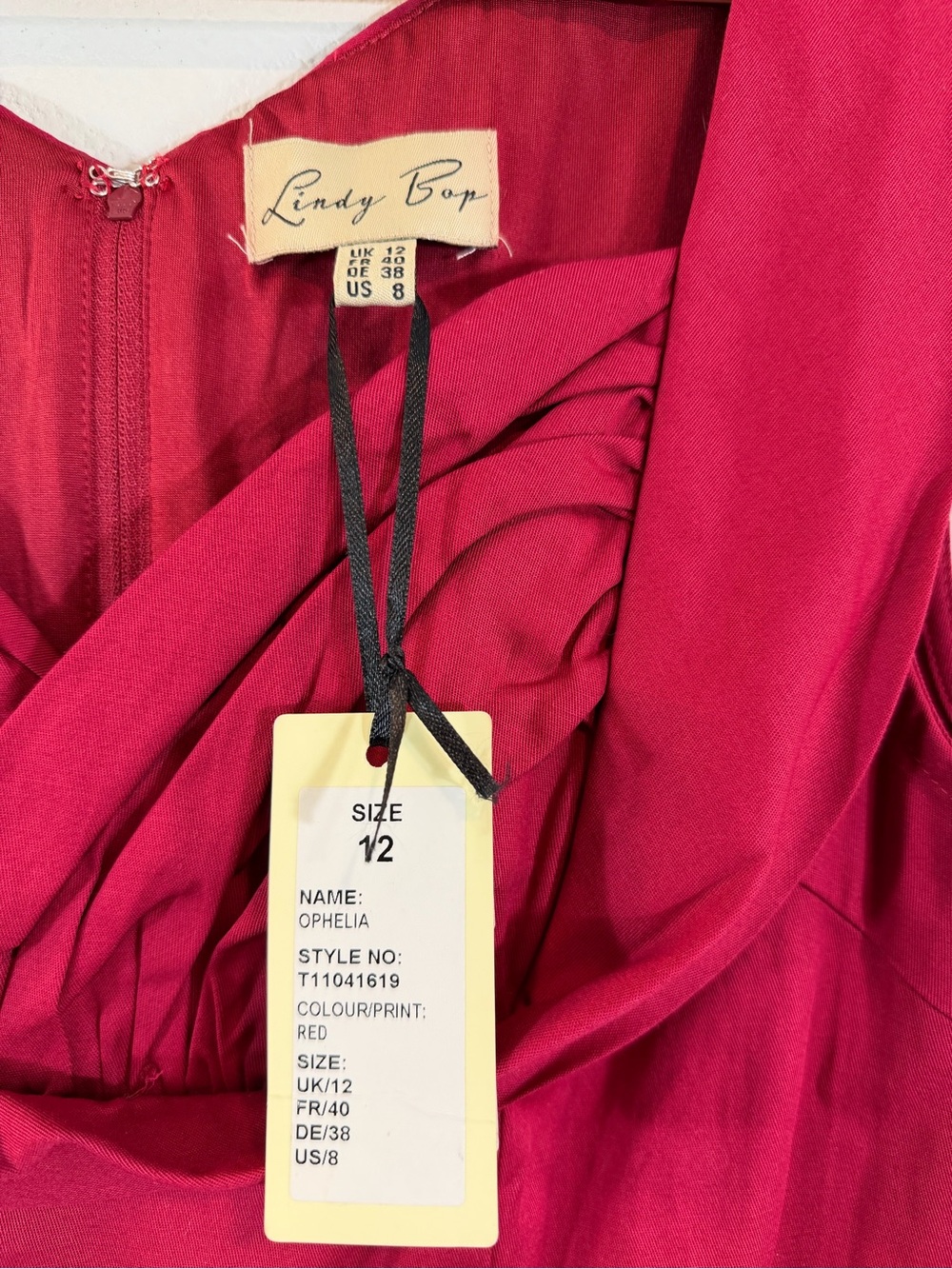Lindy Bop Ophelia Dress Size US 8 Red Fit & Flare Retro Pinup 50s 60s Rockabilly - Picture 5 of 11